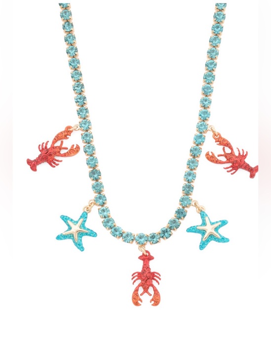 Betsey Johnson Jewelry - Betsey Johnson Crystal Lobster & Starfish Charm Necklace - Brand